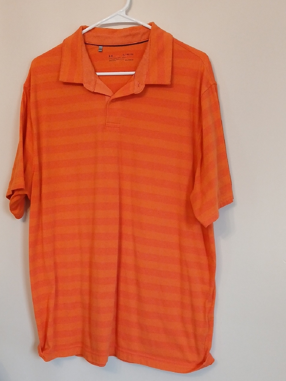 Under Armour Orange Striped Polo - Short Sleeve Performance